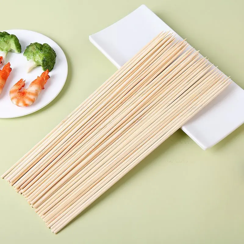 Шашлык для барбекю для острых горячих Горшков и курицы Гуо Куи с лазерной гравировкой логотипа Одноразовые Круглые бамбуковые шпажки