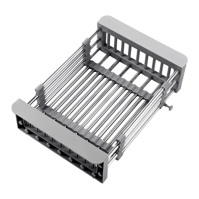 Retractable Stainless Steel Kitchen Dish Drying Rack Sink Draining Basket Fruit and Dish Rack Dish Washing Basket  Draining