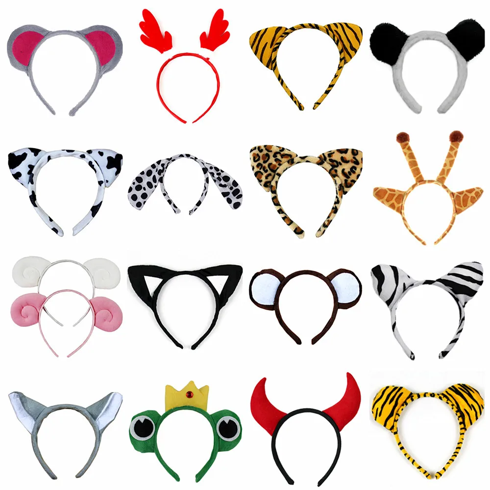 Animal Ears Headband for Kids Adults Party, as Jungle and Woodland Safari Birthday Halloween Dress up Accessories