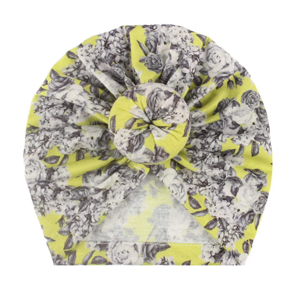 Hot Seller Cute Donuts Baby Winter Hat Floral Print Boy Girl Newborn Beanies Bonnet Kids Headwraps Hair