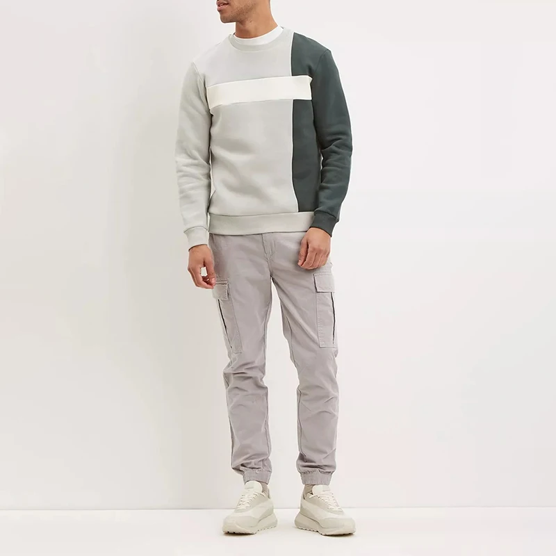 Spring Men Tracksuits Custom Men Clothing Hoodies New Sweatshirt Unique Design Tri Colour Block Sweatshirt