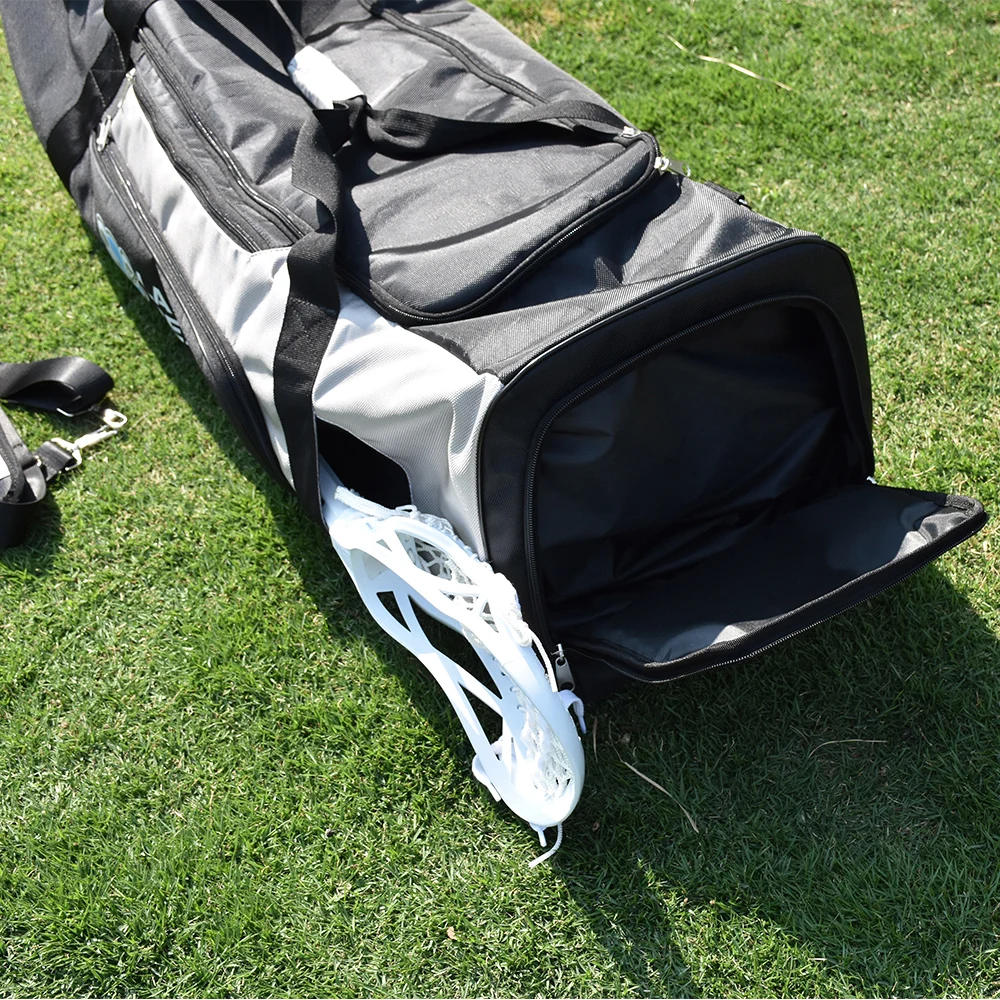 
Large Lacrosse Bag Holds All Lacrosse or Field Hockey Equipment with Stick Holders and Separate Cleats Compartment 