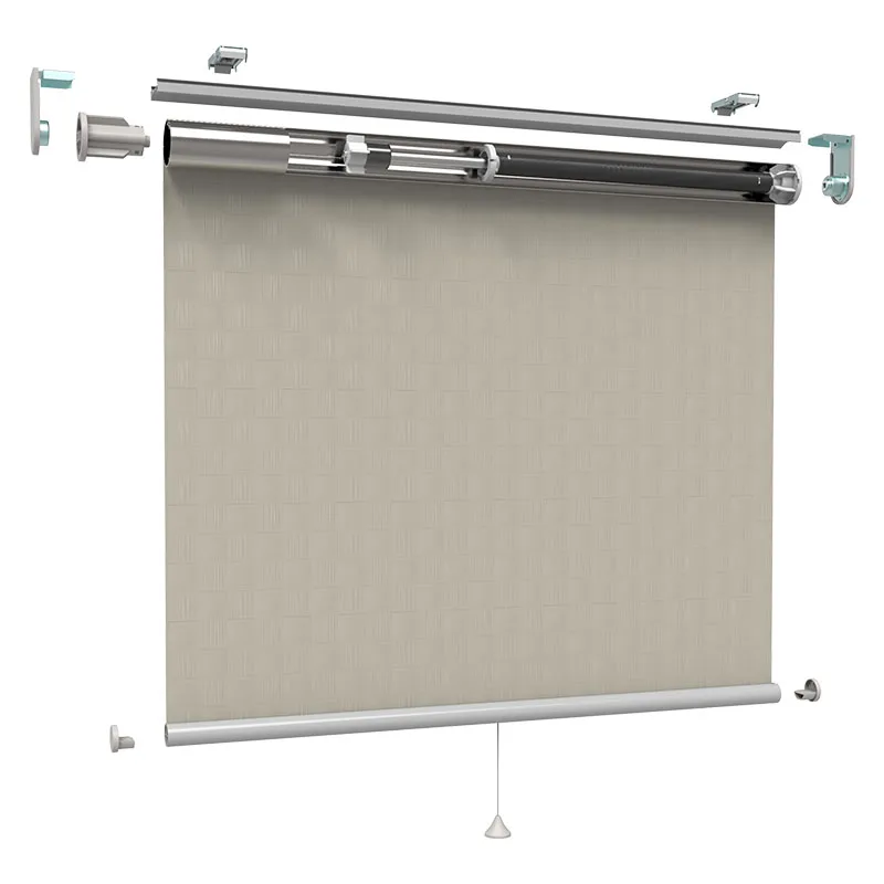 Horizontal Cordless 100% Polyester Tensioned Safty Mechanical Semi-auto Spring Loaded Roller Blinds