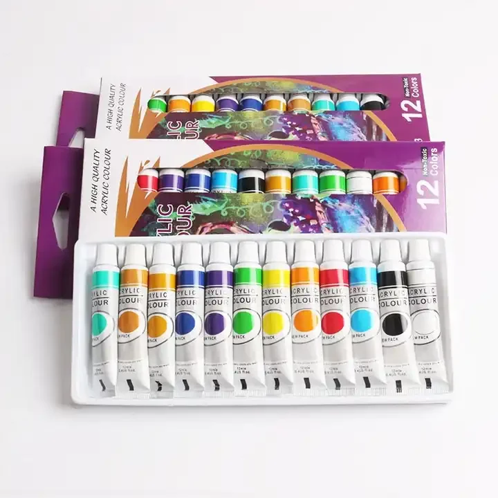 Water Resistant Diy Acrylic Color Set 12 Colors Acrylic Paints Set