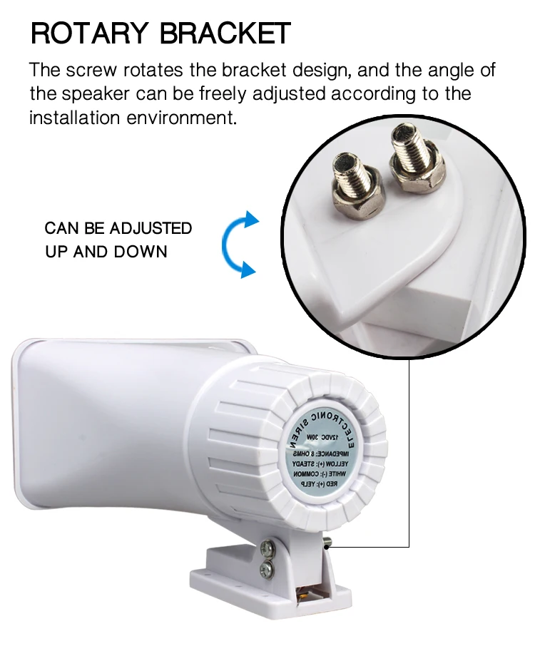 Outdoor Loud Siren Alarm White Color Wired 12v 30w Electronic Horn Siren Burglar Security Alarm Siren