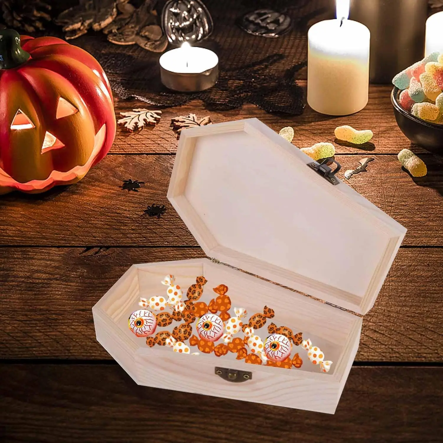 6-Piece Nested Unfinished Wooden Funeral Coffins Souvenir Box Fillable for Easter Parties Small Pet Burials, Easter Decorations,