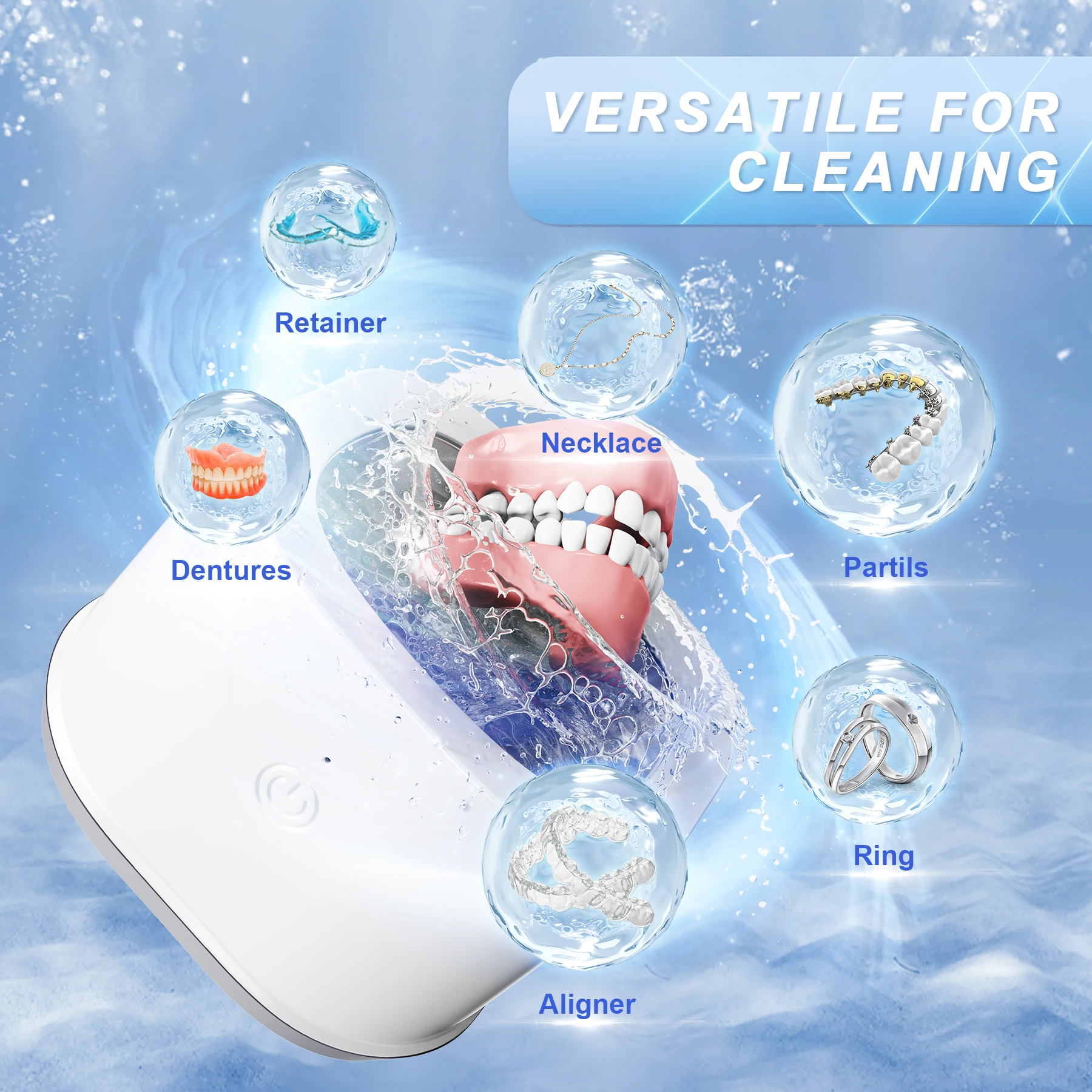 Home & Travel Smart Electric Ultrasonic Jewelry Washer Portable  Automatic Glasses Cleaner Household Dental Pod
