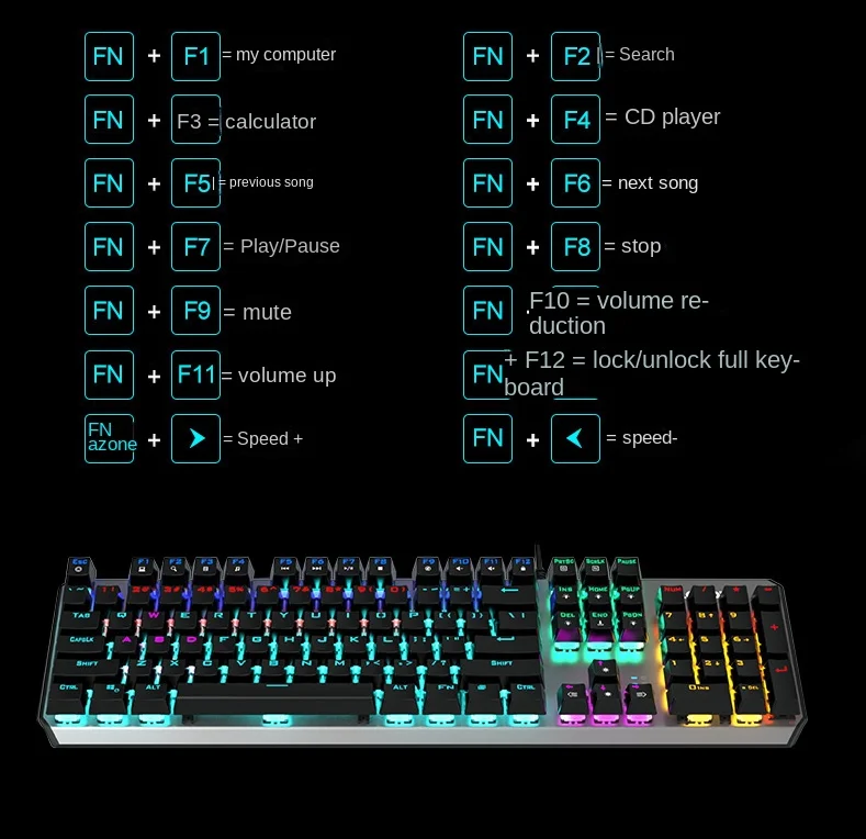 Lenovo Lecoo GK301 blue switch rgb led keyboard mechanical game keyboard laptop desktop best wired gaming keyboard