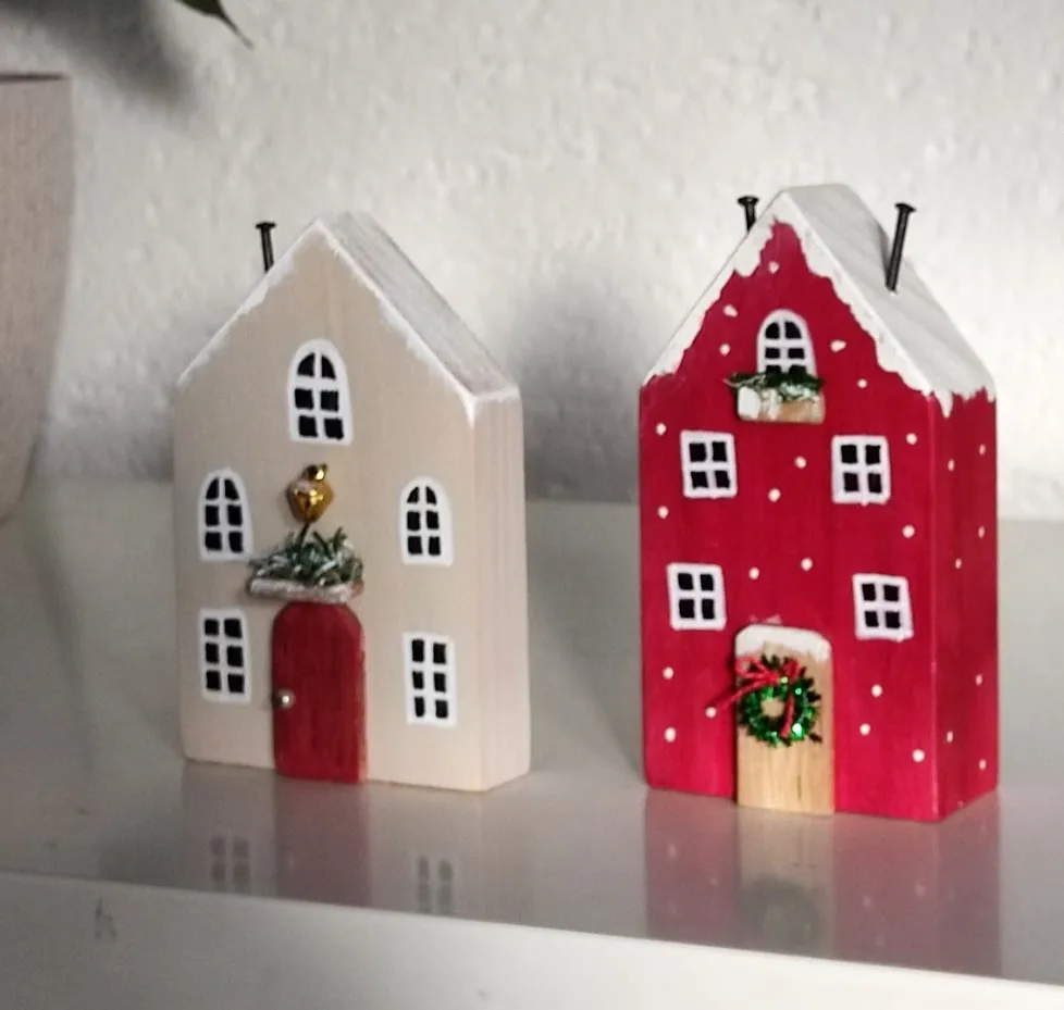DIY Natual Wood Mini Christmas Wooden Houses Wood Home Decor