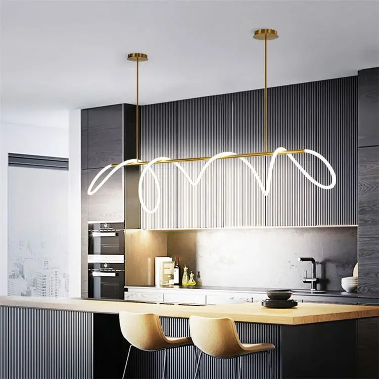 Nordic Modern Minimalist Linear Chandelier for Kitchen LED Light Home Decor Lamp with Installation Service for Study Room Models