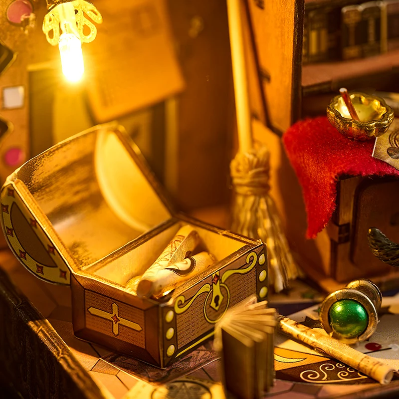 IIECREATE 3D Wooden Puzzle With Led Light And Dust Cover K-077 Morming Dew Magic Glaze DIY Handmade Miniature House