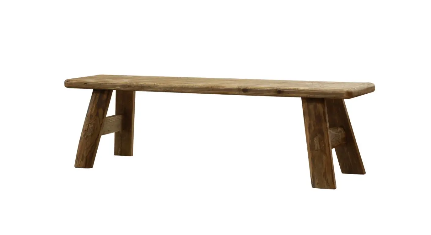 Antique Chinese style indoor bench in reclaimed pine solid wood for the restaurant and dining