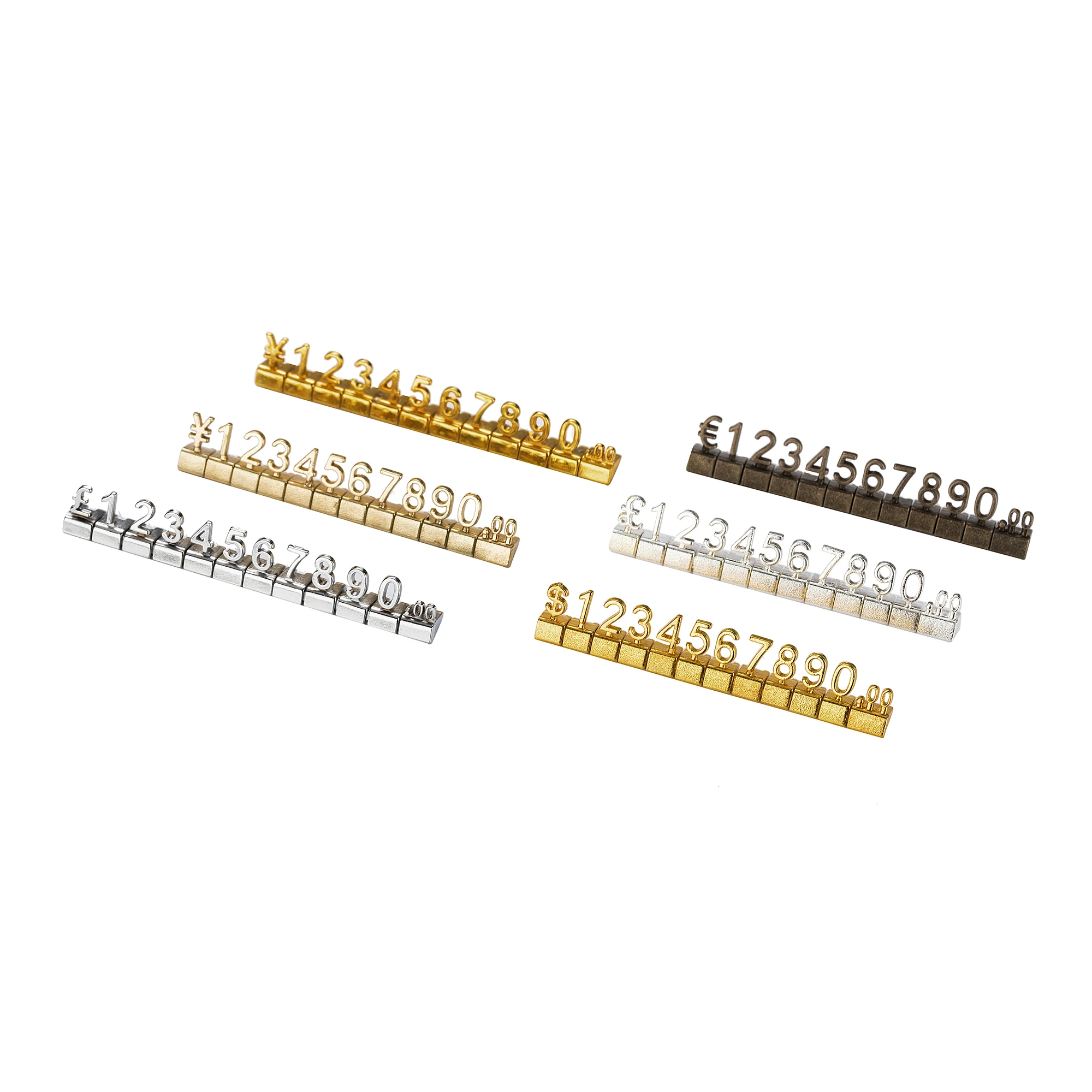 3D Mini Gold Metal Cube Adjustable Number Price Tag for Jewelry Store Display Stand