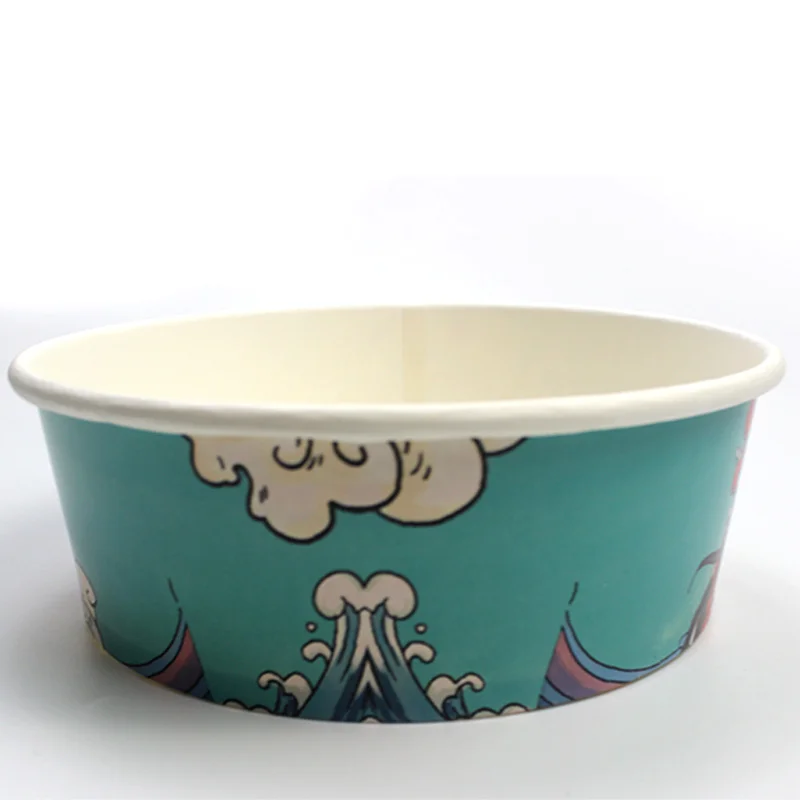 Eco-friendly disposable paper food container paper hot soup 650ml bowl with custom logo printing
