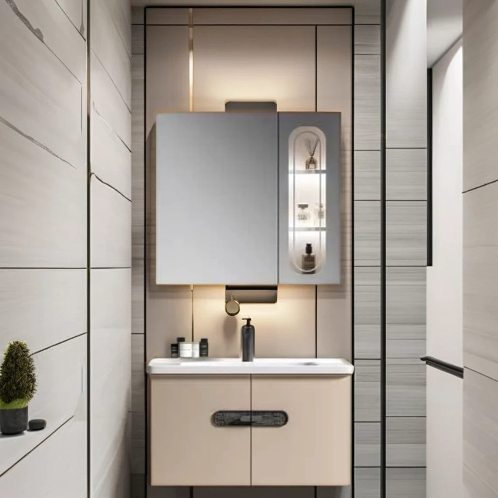 Modern High-Temperature Ceramic Sink Bathroom Vanity Carbon Steel Toiletry Table Waterproof Plate Moisture-Proof Cabinet Mirror