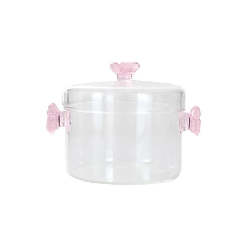 High Borosilicate Glass stew Heat-resistant  Milk Pot With Lid glass pots for cooking on stove