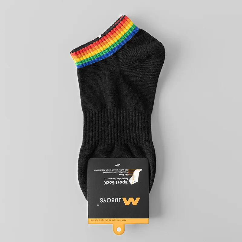 High quality breathable short pride loafer socks rainbow stripped no show socks summer