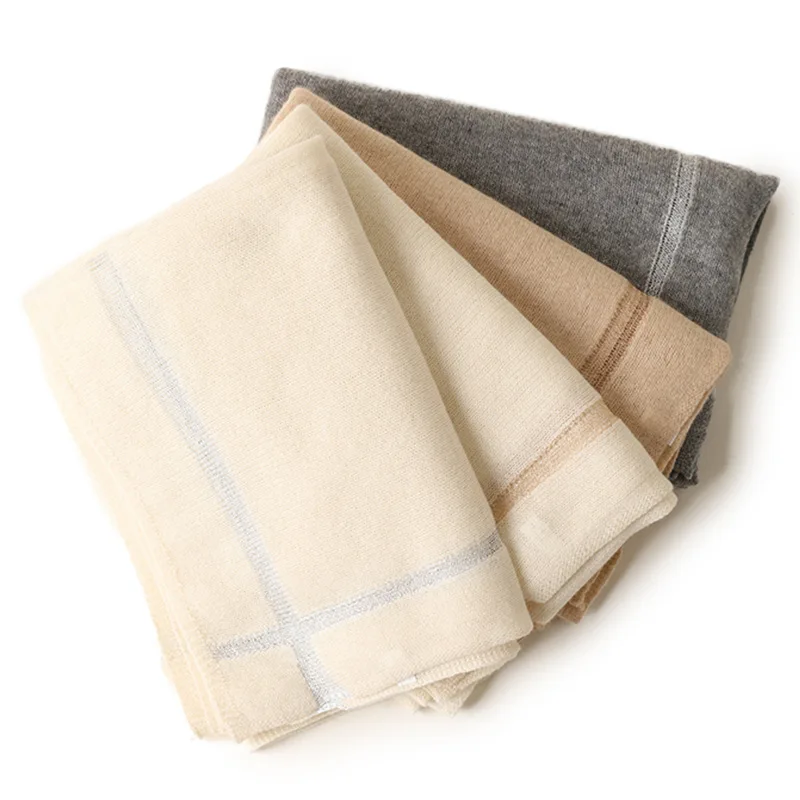 inner mongolian pure  100% cashmere solid color knitted scarf shawl for women