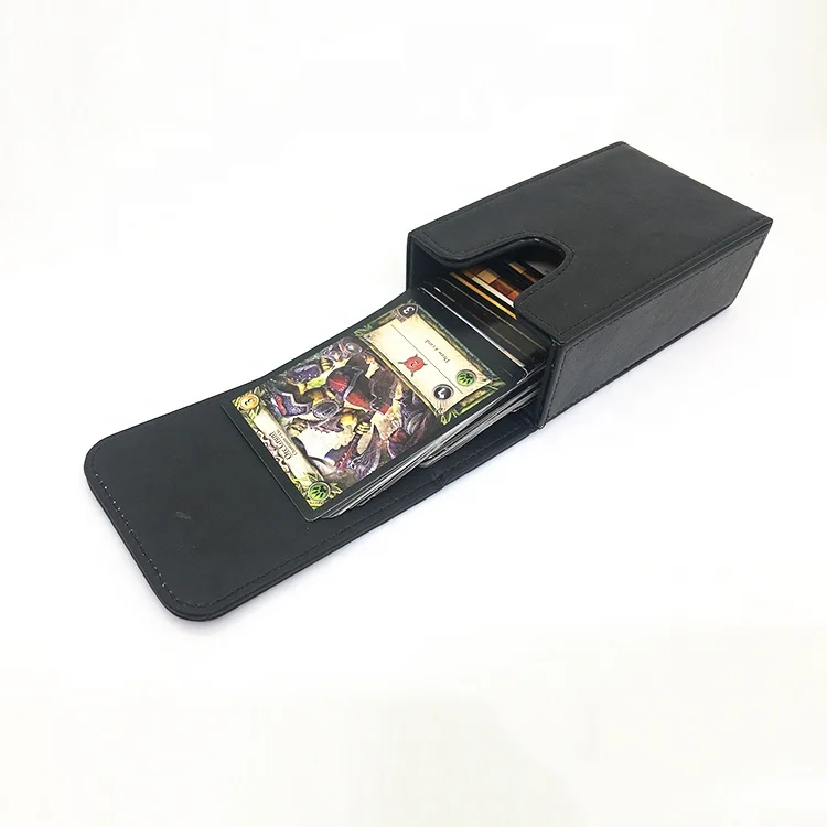 Chinese manufacturer wholesale pure black leather outdoor deck boxes Advertising Poker Storage Box