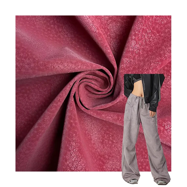Factory Customizable High Quality Pu Suede Leather Fabric For Garment Fashion Appeal PU Leather Bonded Suede Trousers Fabric