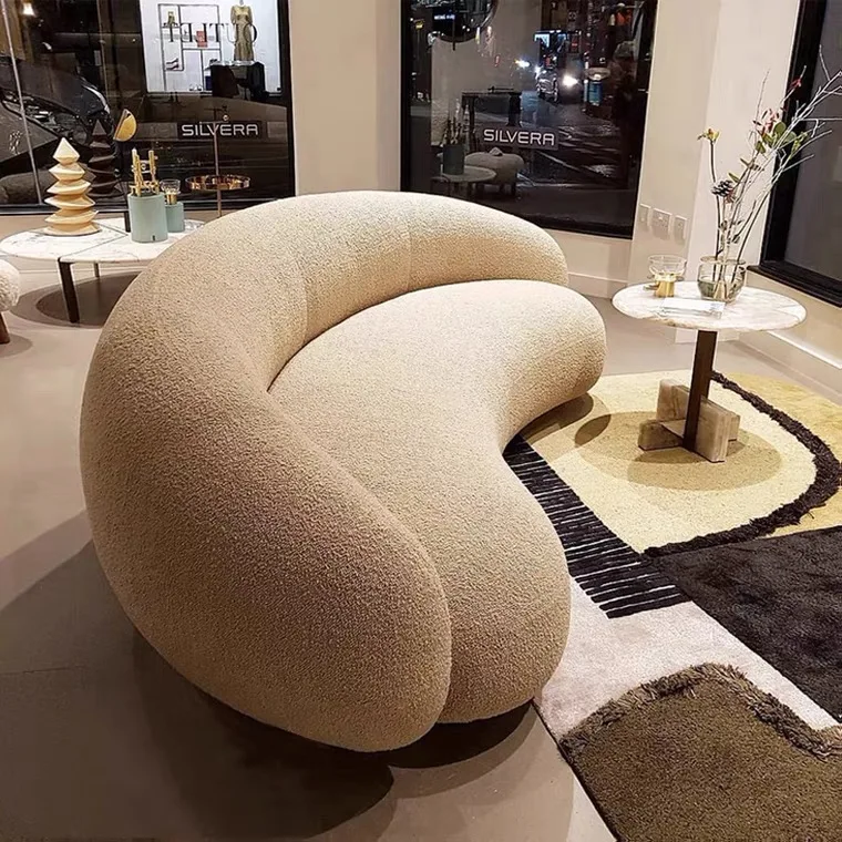 Curved Sofa Crescent Shaped  Velvet soft living room long couch Leisure sofas sectional sofa set furniture