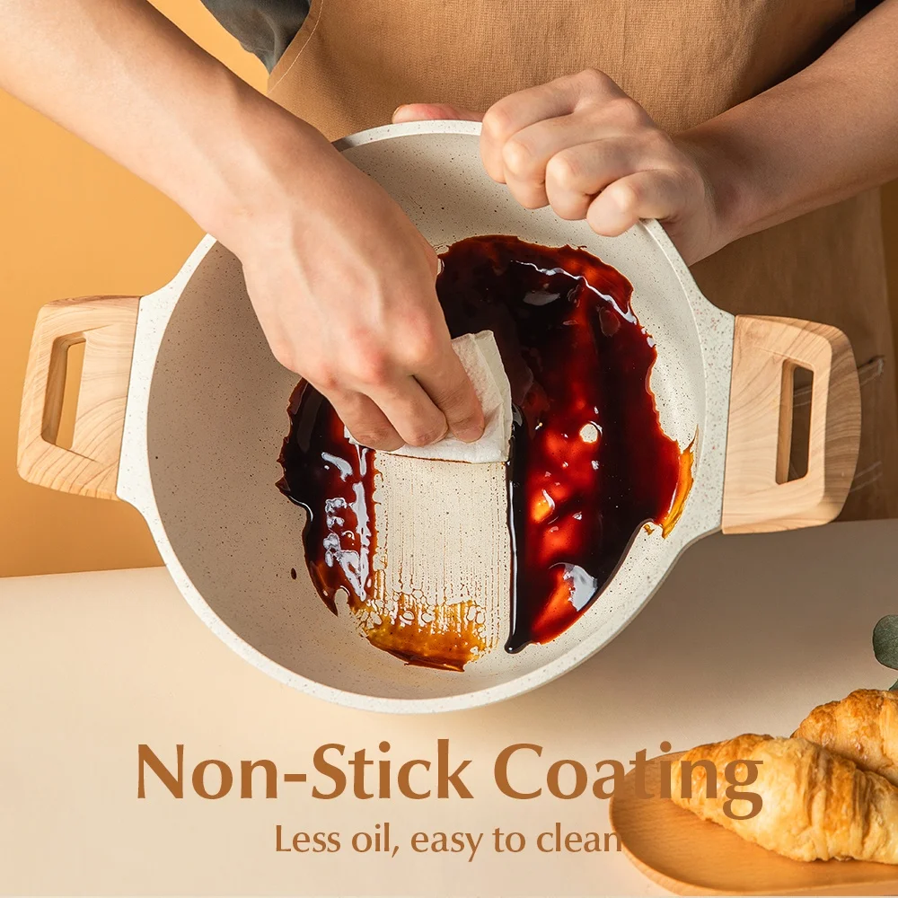 Alibaba Carote die cast aluminum stock pot granite white non stick 24cm soup stock pot