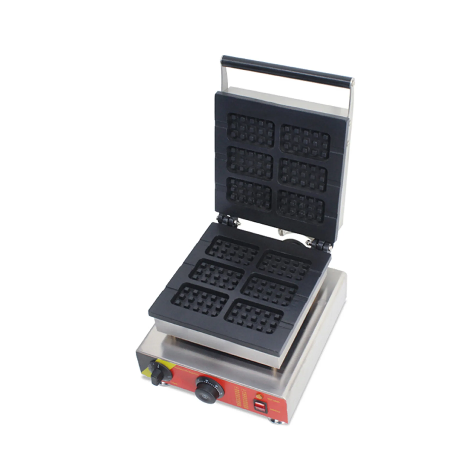 Commercial Maker Rolling Cones Ice Cream Bakery 6 Slice Plaid Waffle Equipment