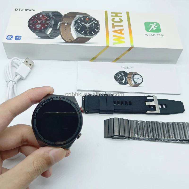 New DT3 Mate Men Smart Watch 1.5 Inch HD Screen NFC Smartwatch BT Call Digital Wristwatch Watch GPS Tracker Fitness Bracelet