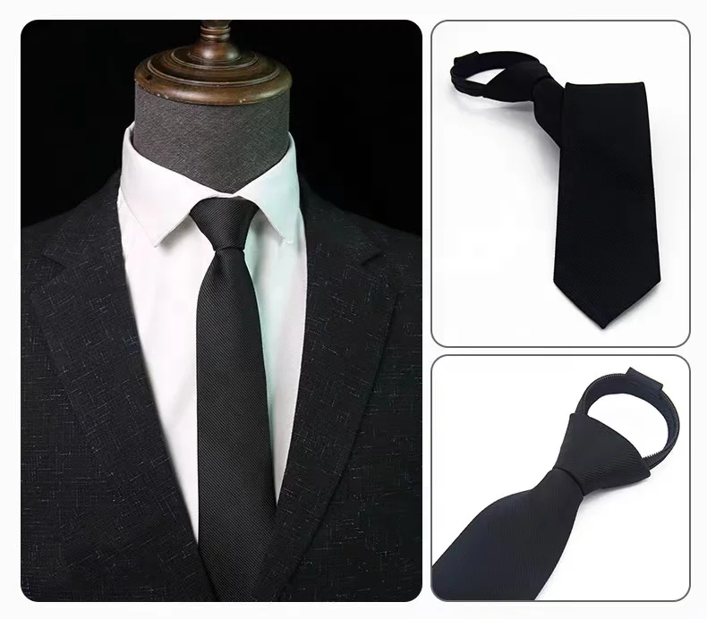 Custom Popular fancy design wholesale microfiber classic vertical stripe necktie 100% polyester school uniform black ties