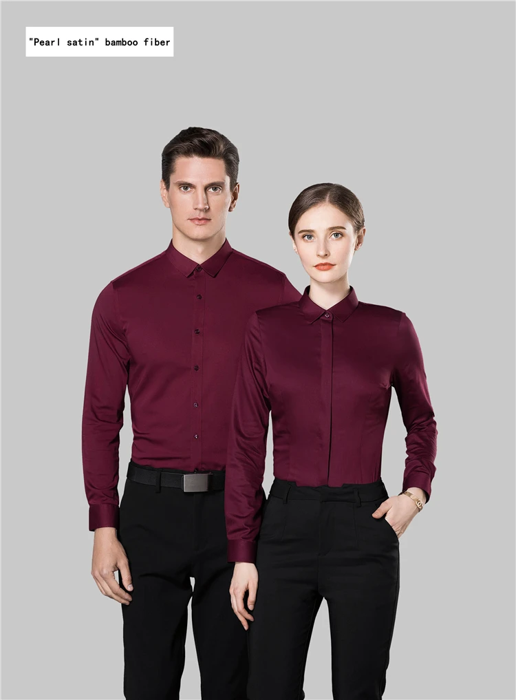 custom corporation bamboo cotton soft shiny luxury work uniform shirt