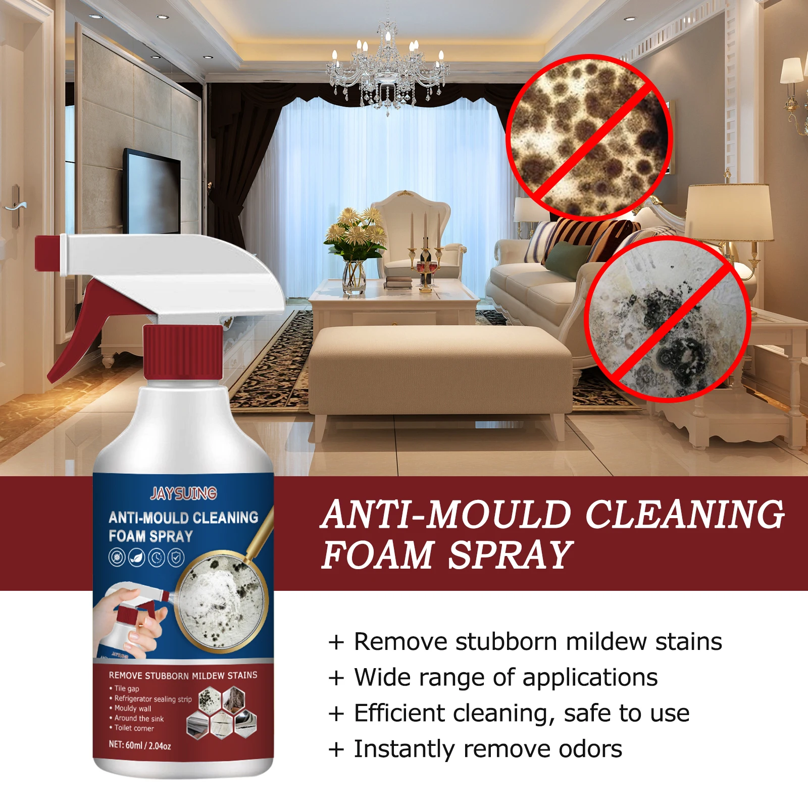 Jaysuing Anti-mildew Agent Paint Easily Anti Mould Spray Tiles Rich Foam Anti-mildew Agent For Wood