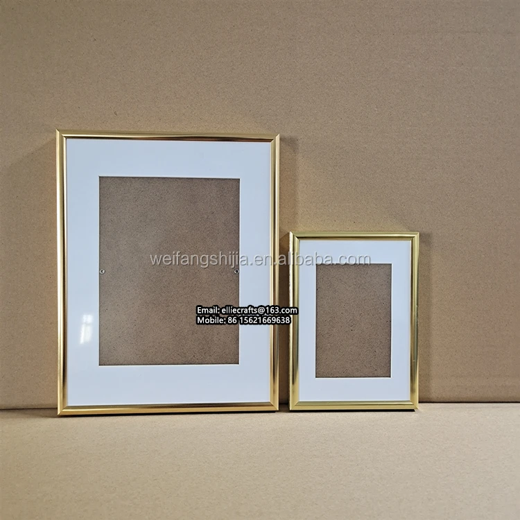 factory wholesale all size metal aluminum photo picture frame with passepartout and plastic glass wall art poster frame