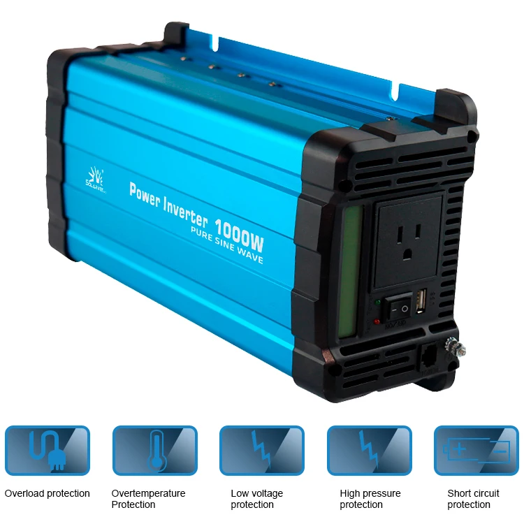 Off grid 1KW 1000W Pure sine wave solar inverters converters DC 12v/24v/48v to AC 110v/230v inverter with LCD display
