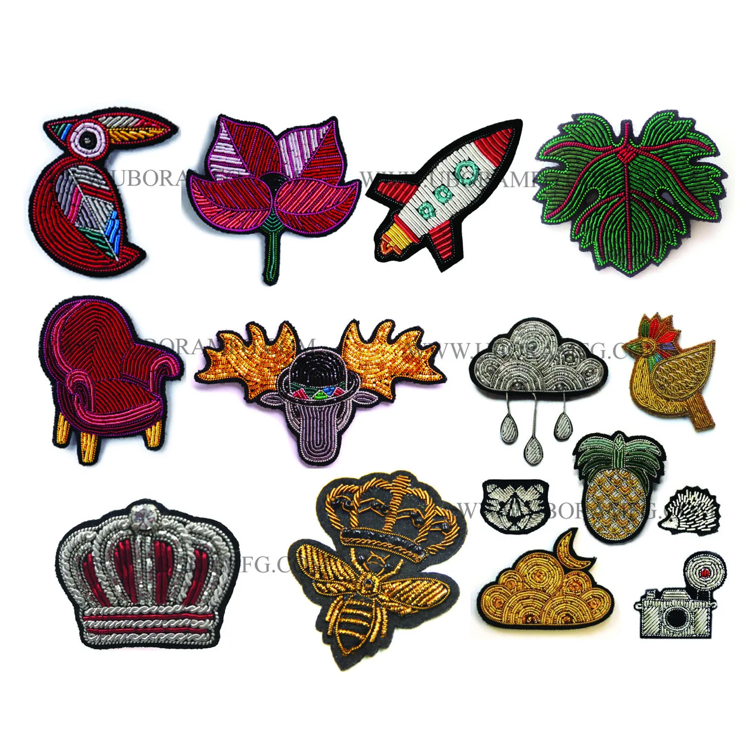 HandMade Bullion wire brooch indian embroidery brooch china bullion wire embroidery brooch patches supplier