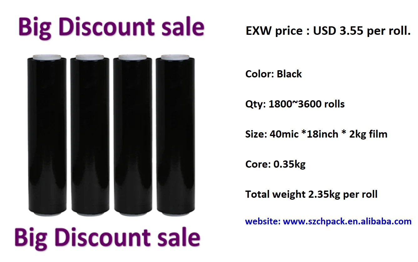 Low Moq Pe Winding Protective Film Clear Black Packing Lldpe Stretch Film