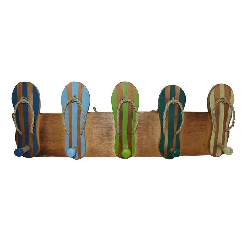 Wooden Wall Key Hanger Color Flip Flops Shape Hat Hook for Clothes Bags Colorful Wall Mounted Hook Bathroom Home Decor Hook up