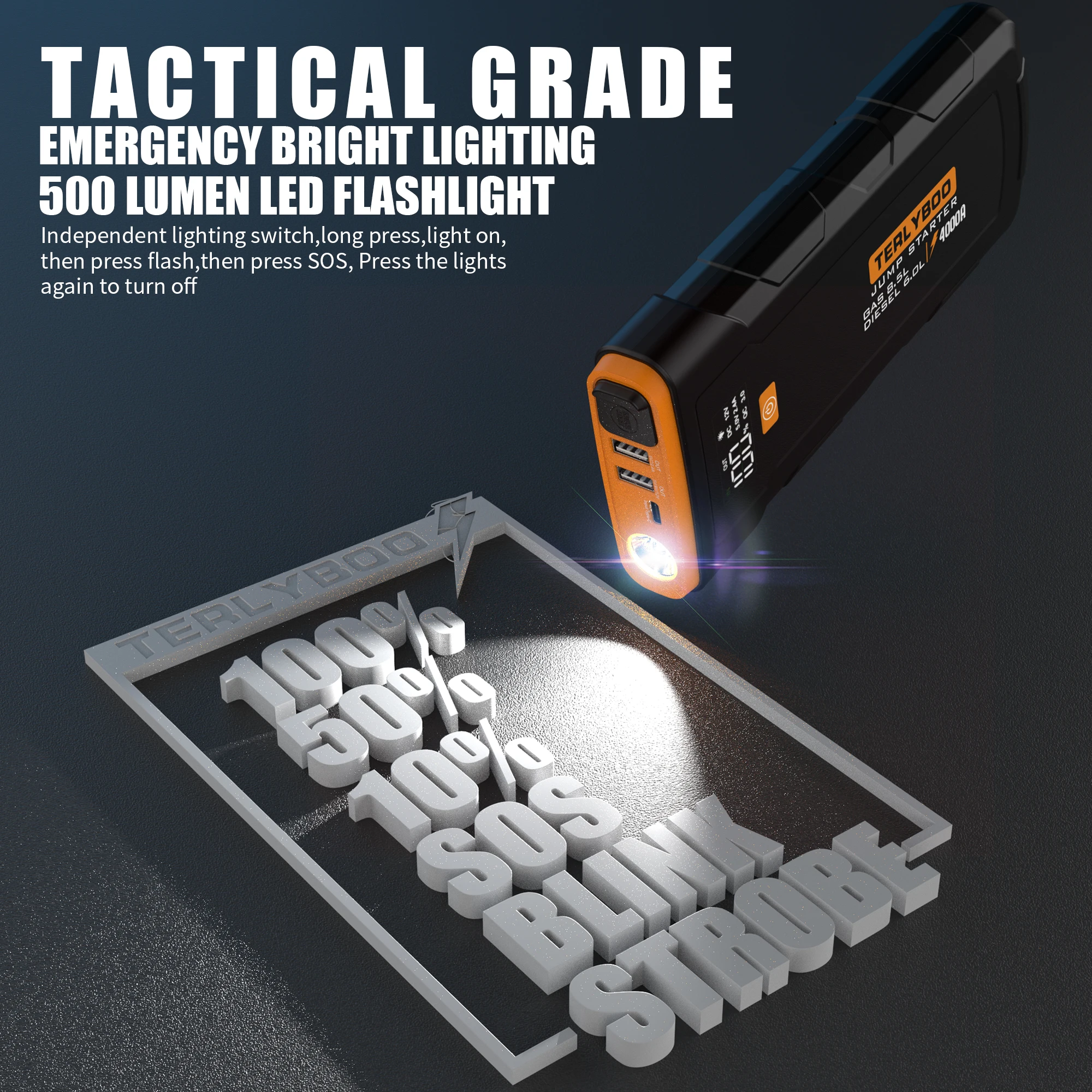 Real Capacity Portable car jump start 24000mAh 4000a peak current battery jump starter car jump starter power bank for 8.5L cars