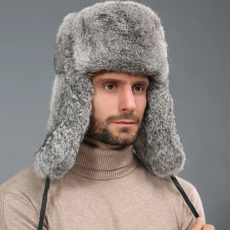 Windproof Warm Russian Hat Winter Fur Hat Earflap Winter Fur Hats for men