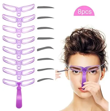 
Eyebrow Stencils, Eyebrow Template, Eyebrow Shaping Kit,8 Styles Reusable Eyebrow Stencil with Handle and Strap, Washable 