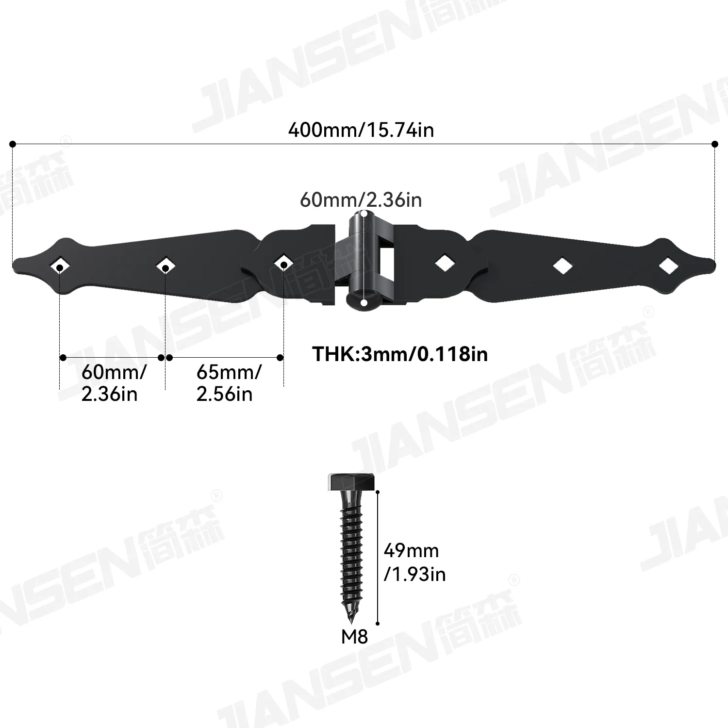 Antique Style Outdoor Black Steel A Type Fence Hinge Hardware Accessory Folding Fence Gate Hinge Kits For Fence Gate