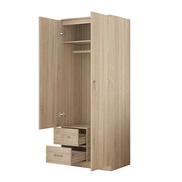 Hot Sale on Amazon Top Quality Modern Double Door and Mirror Household Cloth Closet MDF Wood Bedroom Wardrobe