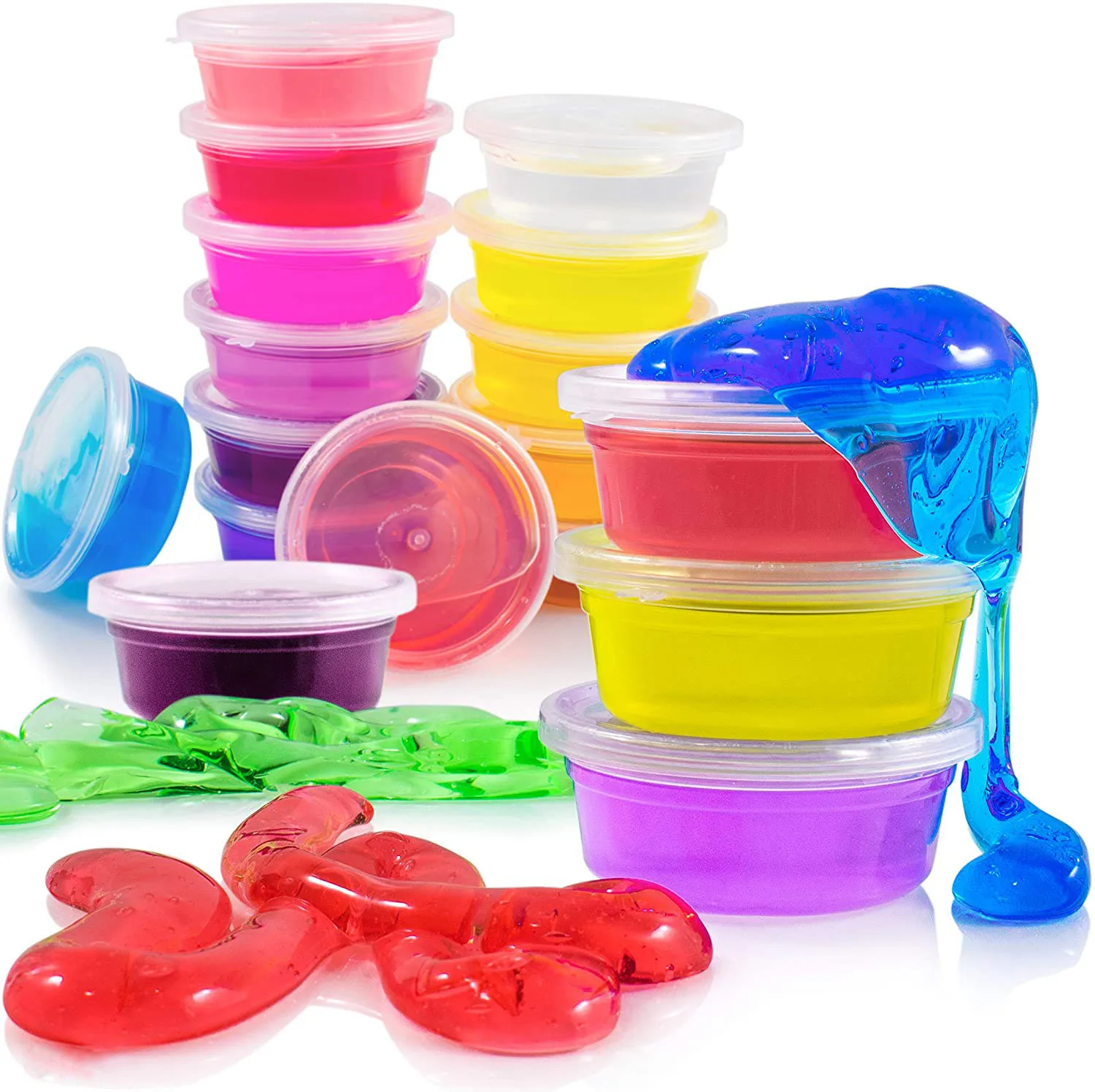 Stress Relief Toy (24 Colors) Colorful Foam Balls Slime Kit DIY Box Includes 24 Crystal Slime with containers