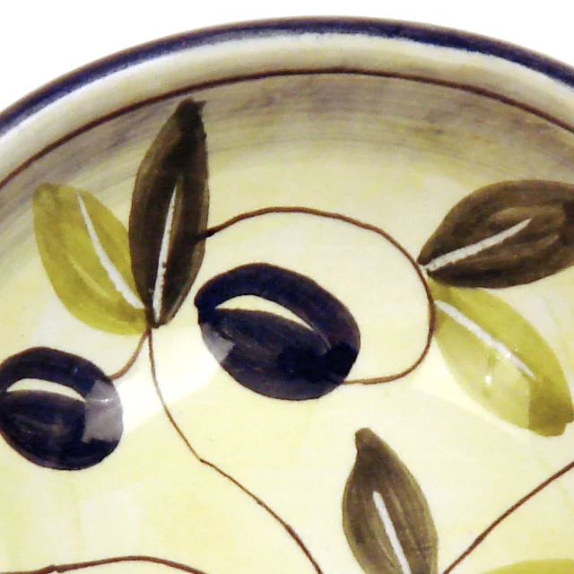 10CM / 4IN CERAMIC ROUND BOWL WITH OLIVES DESIGN HANDMADE IN ITALY