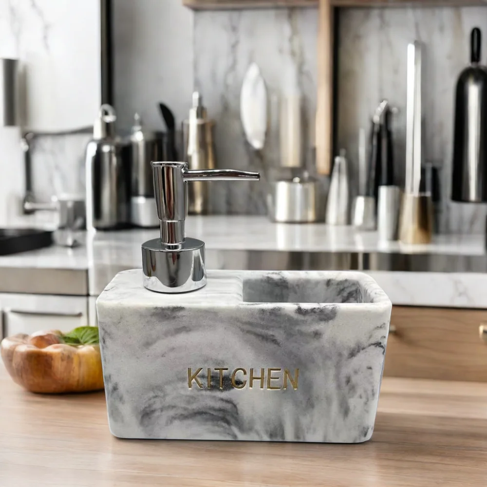 Modern Design Marble Resin Emulsion Bottle Soap Dispenser Multifunctional Liquid Pump Type for Bathroom Kitchen Toilet Use