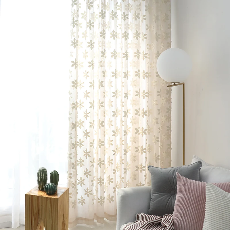 Innermor Embroidered curtains for living room Maple leaf kitchen curtain For bedroom Window ready made Curtain Customized