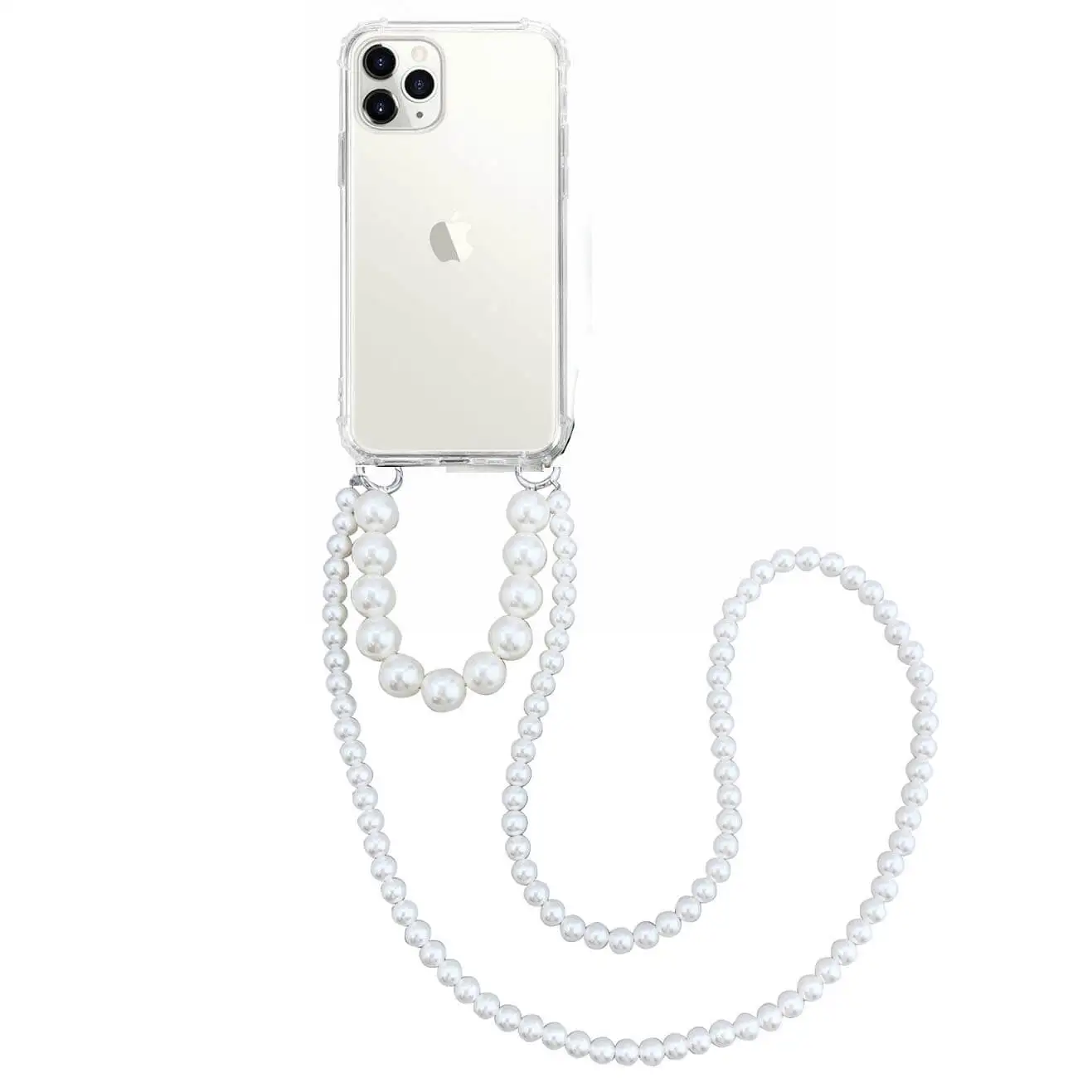 Cute Crossbody Pearl Bracelets Bling Cell Phone Case for iPhone 13 Pro Max 12 11 with Pear Chain Pendant Strap