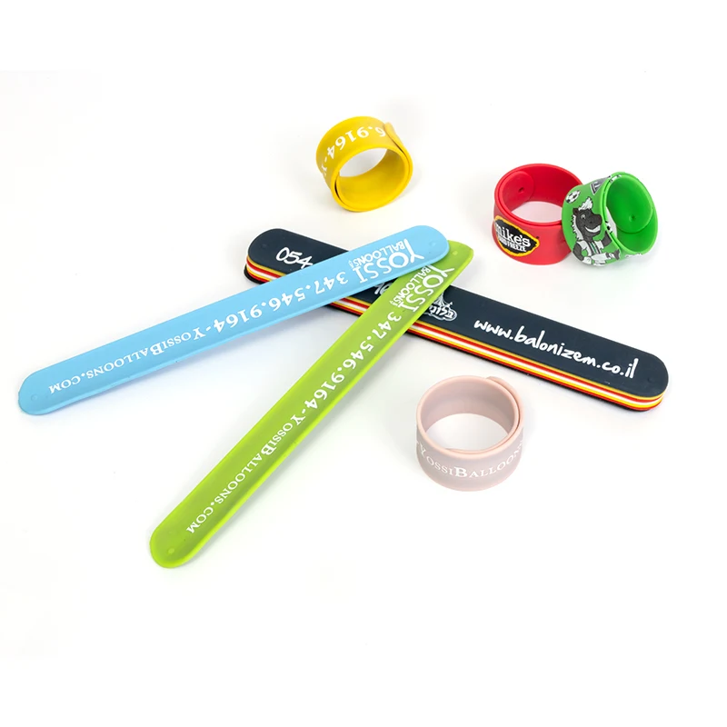 Custom Silicone Slap Bracelet Rubber Clap Circle Wrist Snap Band With Logo Slap Bracelets Ruler Custom Slap Bracelet