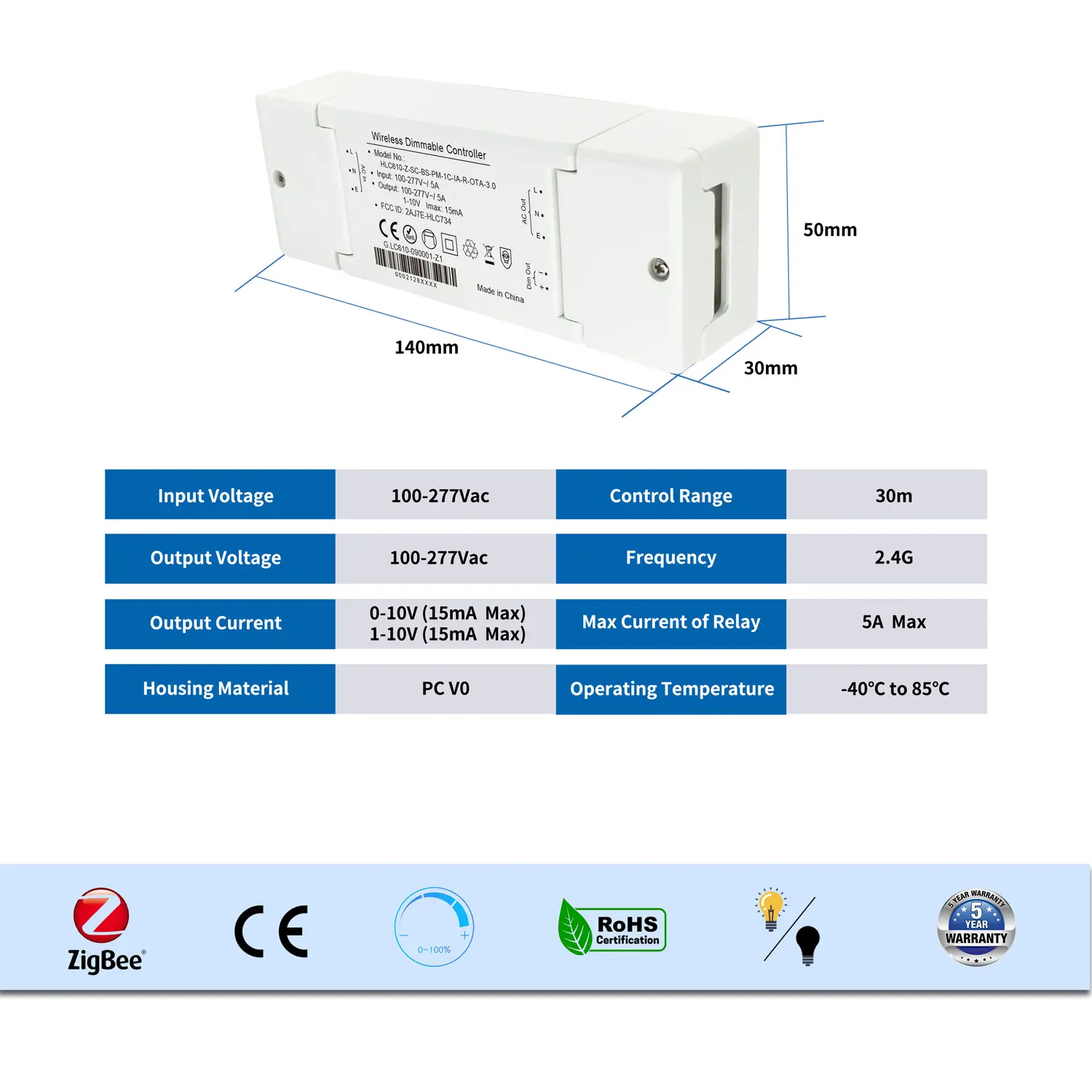 Indoor Zigbee Dimmable Led Driver Ip56 Constant Voltage Power Supply For Led Lighting