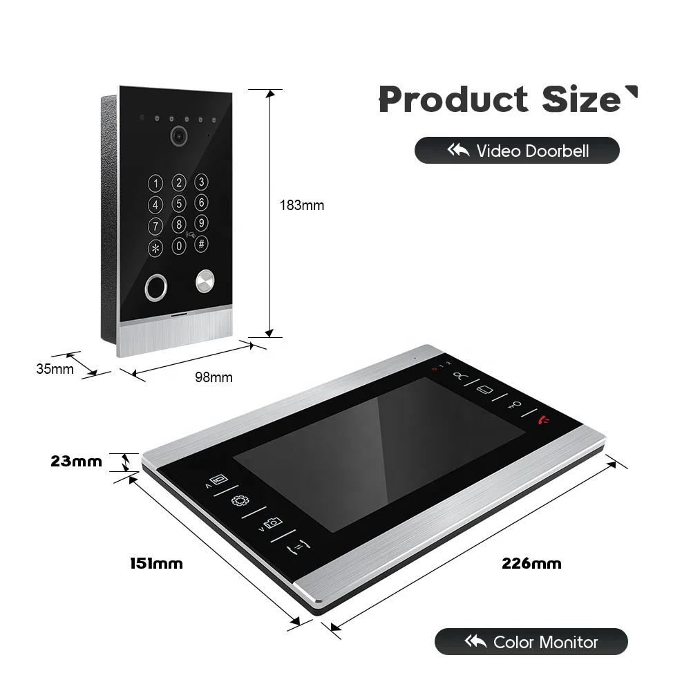 Best Selling Design 4 Wire Door Intercom IP65 Waterproof Doorbell Camera 7 Inch Video Intercom System for Villa