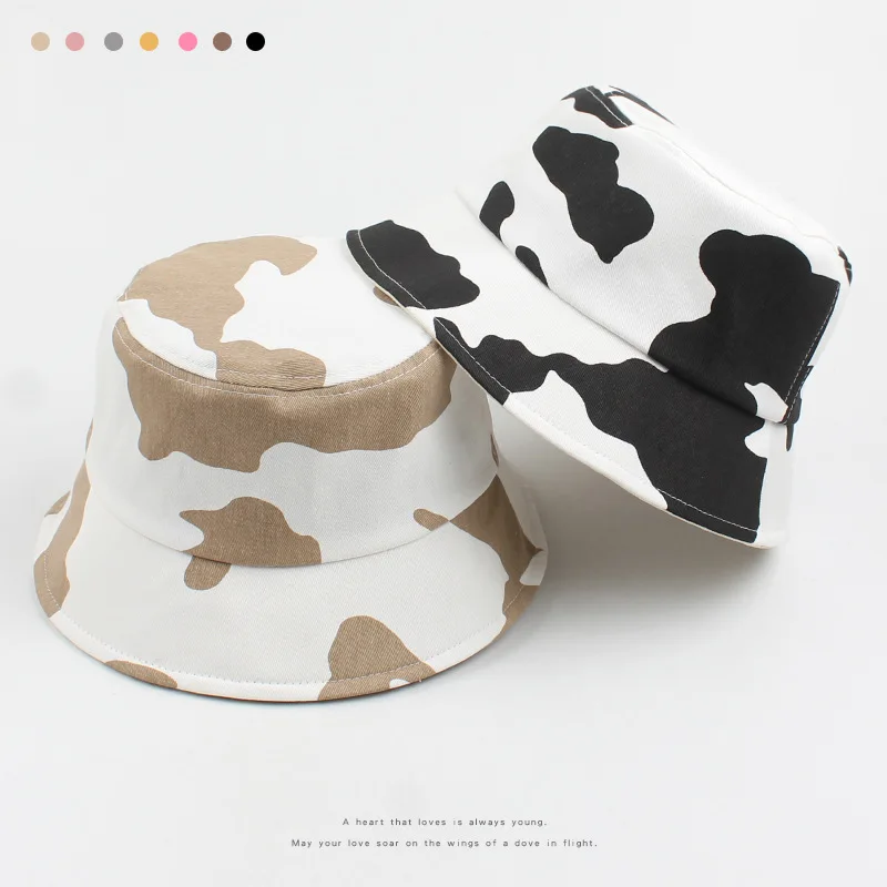 2021 Wholesale Adults Printed Cotton Designer Fisherman Summer Cow Print Bucket Hat
